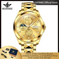 OUPINKE Original Mechanical Wrist Watches Calendar Chronograph Moon Phase Automatic Men's Watches Top Luxury Business Man Watch