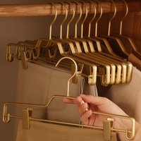 5pcs Pants Racks Luxury Trousers Storage Hangers Anti-slip Cloth Drying Rack Aluminum Alloy Wardrobe Space Saver Pants Organizer