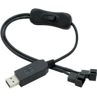 12V Step-Up USB to Dual PC Fans Power Adapter Cable, Full Fan Speed Adapter for 3-Pin/4-Pin Cooling Fans with ON Off Switch