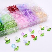 30pcs 60pcs/bag Mix Color Gradient Color Tulip Petal Leaf Combination Beads Loose Glass Beads Space Beads For Jewelry Making DIY
