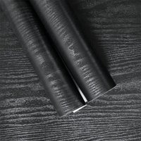 Modern Style Furniture Refurbish Stickers Mould Proof Vinyl Black Wood Grain Contact Paper Self Adhesive Waterproof Wallpaper