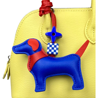 Handcrafted Leather Hound Dog Bag Charm/Keychain - Premium Craftsmanship, 7 Versatile Colors with Elegant Bead Accent-PU Leather