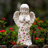 Solar Garden Outdoor Statues Angel with Succulent – Outdoor Lawn Decor Garden Figurine for Patio, Balcony, Yard, Lawn Ornament