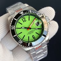 Tandorio 20ATM Diving NH35 Sapphire Green Lume Dial Black Date Automatic Men Watch Steel Bracelet Ceramic Insert 120 Click