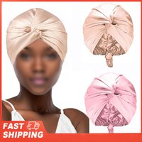 Satin Silk Bonnet for Sleeping Double Layer Turban Sleep Cap for Women Adjustable Hair Wrap for Curly Straight Hair