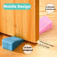 No Drill Door Stopper For Bedroom Front Door Anti Collision Rubber Doorstop Household Hardware Wedge Moveable Without Holes