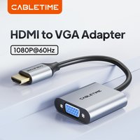 CABLETIME HDMI to VGA Adapter HD 1080p 60Hz Cable Converter Aluminum Alloy Male to VGA Female Adapter for Laptop HDTV