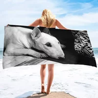 Bull Terrier Print Large Beach Towel for Bath Travel Outdoors Lightweight Soft Towels Super Absorbent Sandproof Quick Dry Towel