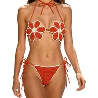 Floral Sexy Women Swimsuit Bikini Set Handmade Crochet Beach Girl Micro Bikinis Swimwear 2Pcs Bathing Suits Female Swimming Suit
