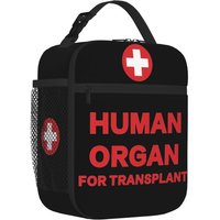 Funny Human Organ for Transplant Insulated Lunch Bag Reusable Waterproof Thermal Oxford Bento Tote Bags for Work Travel Picnic