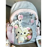 Large Capacity Polka Dot Magic Girl Backpack Transparent High School Student Double Shoulder Bag Cute Bow Design Daily Use