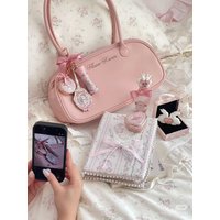 Flower Knows makeup storage bag Cute Pink Large Capacity Underarm Handheld Shoulder Bag Korean Style Square Pillow Bag