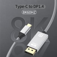 1.8M USB C To DisplayPort 1.4 Cable 32.4Gbps 8K@60Hz 4K@144Hz Type C To DP1.4 Adapter Thunderbolt 4/3 Compatible for MacBook