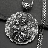 Saint Joseph Christian Baby Jesus Medal Necklace for Women Men Stainless Steel Silver Color Necklaces Amulet Jewelry Gift