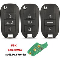 jingyuqin Car Remote Control Key For Peugeot 208 2008 301 308 508 5008 Citroen C-Elysee C4-Cactus 433.92MHz ID46 PCF7941 Chip