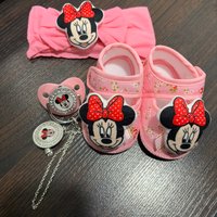 2026 Baby chewable nipple cartoon pattern baby pacifier with dust cover Newborn headband cute shoes Baby feeding set 0-8M