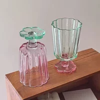 250ml French Style Glass Cup Flower Shaped Wine Glass Cute Boba Tea Drinking Glass Home Bar Drinkware Summer Holiday Gifts