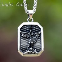 2024 NEW Arch Angel St.Michael Amulet Men Necklaces Stainless Steel Pendants Chains Women Jewelry Vintage Accessories