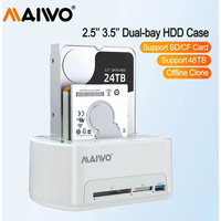 MAIWO Dual Bay HDD SSD Docking Station with Offline Clone USB3.0 CF SD for 2.5 3.5 SSD Disk Case HDD Box Hard Drive Enclosure