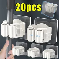 2-20PCS Mop Holder Storage Rack Bathroom Suction Hanging Pipe Traceless Mop Clip Broom Hanger Wall-Mounted Waterproof Mop Rack