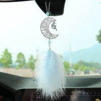 Car Hang Ornaments Stars And Moon Wind Chimes Feather Car Rearview Mirror Pendant Styling Decoration Auto Interior Accessories
