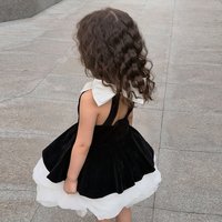 Arabic Flower Girl Dresses Black and White Customized Cute First Communion Girl Party Gown Children Birthday Dresses