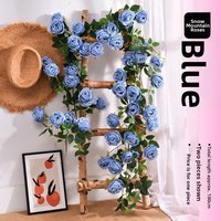 High Quality Plastic Silk Artificial Rose Vine 10 Colors 1.8m Hanging Flowers Rattan Fake Plants Leaves Home Decoration