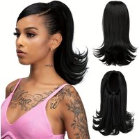 Kinky Straight Drawstring Ponytail Extension for Afro Women Tail Warping Pony tail Hair Extension Black Ponytail Synthetic