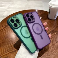 Matte Translucent Case For iPhone14 15 16 Plus iPhone 16 15 14 11 12 13 Pro Max mini Magsafe Wireless Charge Lens Back Cover