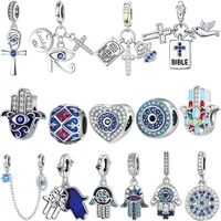 Silver 925 Blue Red Evil Eye Charm Beads Fit Original BraceletsBag Keychain Charms Beads Pendant Diy Women Jewelry Gift