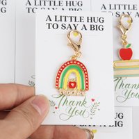 10pcs 2d Teacher-themed keychain set Belt“Thank You”Card Suitable for gifting to teachers Can be used to decorate various types