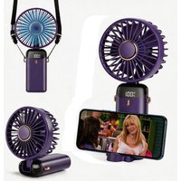 Handheld Mini Fan Wireless USB Rechargeable Portable Digital Display Phone Holder Fan 90° Foldable 5 Speed Neck Hanging Fans
