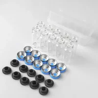 10pcs Clear Brown Injection Glass Vial with Plastic Aluminum Caps 2ml 5ml 7ml 10ml Clear Injection Glass Vial Glass Containers