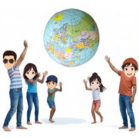 90cm Inflatable Globe Beach Ball Toy Map Education Geography Teaching Balloon Props Birthday Gift Water Pool Air Globes
