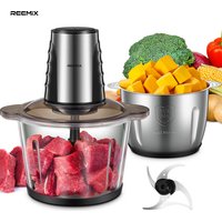 Food Processors with 2 Large Bowls(12 Cup+12 Cup), Reemix Electric Chopper with Powerful 500W Copper Motor
