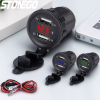 Motorcycle 2 USB Charger Adapter Car Socket Splitter with Led Light Power Supply for Motorcycle Accessories