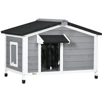 Wooden Dog Kennel for Outside, for Medium Dogs, 65H x 97L x 72Wcm, Grey