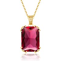 Unique Red Stone Ruby Necklace Gold For Women 13*18mm Rectangle 12 Colour Birthstone Pendant Jewelry Luxury Christmas Gift Sale