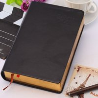 A6 Black Soft Leather Notebook with Gold Border Suitable for Taking Notes and Drawing Ultra-thick High-quality Lined Paper