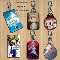 Arcueid Brunestud Tsukihime Rectangle ID Card Case Keychain Access Card Bag Key Tag Ring Leather Card Holder Key Ring Access