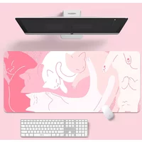 Large XXL 900x400 Mouse Pad Cute Blue Cat Design Kawaii Desk Mat Computer Accessories Big Rubber Mousepad for Gamers