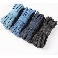 5M/Lot 5mm Denim Blue Flat Cotton Cord Jeans Ribbon Braided Tape for DIY Sewing Apparel Bag Accessories Hoodie Rope