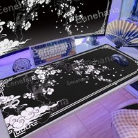 XXL Japan Cherry Blossom Mouse Pad Large Laptop Gaming Black & White Sakura Anime Office Carpet Gamer Keyboard Computer Deskmats