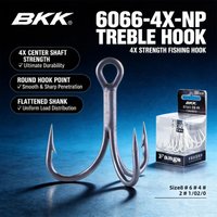 BKK BT663 Fangs Treble Hooks 4X Strong 6066-4X-NP Matte Tin Coated Round Point Fishing Hooks for Lures