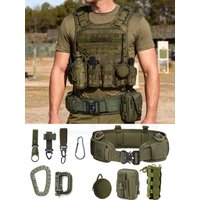 JSJM High Quality Outdoor Military Hunting Tactical Belt Nylon Sports Belt with Mini Tool Bag + Molle EDC Accessories Belt Set