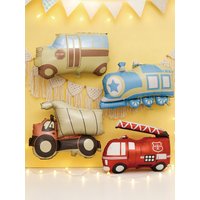 Cartoon Car Balloon, Fire Engine Bus Train Film Balloon, For Birthday Holiday Traffic Vehicle Theme Party Decoration, Gift