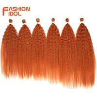 FASHION IDOL 22 24 26 inch 300g/6pcs Curly Hair Synthetic Weave Hair Bundles Ombre Orange Fluffy and Light Hair Extensions