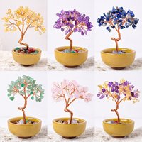 Natural crystal chips, treasure bowl, teacup base, crystal tree, citrine, wealth tree, home decoration, handicraft.