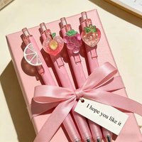 1/4pcs Ice Grapefruit Gel Pen with Cute Pendant 0.5mm Fast-Drying Black Ink Press Pen for kawai Office School Writing Supplies