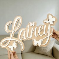 1Pc Custom Name Butterfly Style Wooden Name Plaque,Home Room Office Wall Door Decor,DIY Paintable,Nursery Birthday Wedding Gift